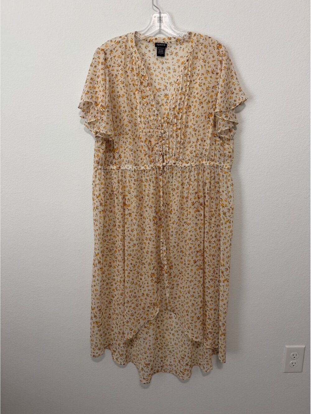 TORRID Sheer Floral Hi-Low V-Neck Chiffon Duster Cover Up Size 1 (1X)